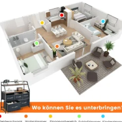 5 Schubladen Sideboard mit Stoffschubladen Stoffkommode mit Ablage & Kippsicherung 84 x 30 x 85 cm