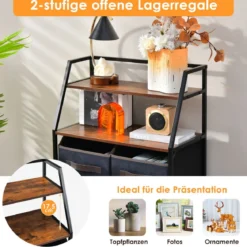 4 Schubladen Sideboard mit Stoffschubladen Stoffkommode 58 x 29 x 100 cm