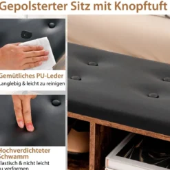 Schuhbank mit Schirmständer Eingangsbank mit Verstellbarer Ablage 110 x 30 x 52 cm