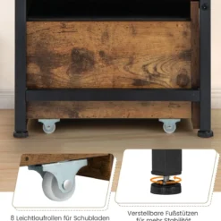 Schuhbank mit Sitzfäche & 2 Schubladen & Schutzhüllen & Verstellbarer Fußstützen & Rollen