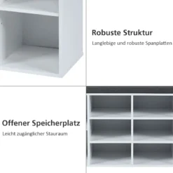 Schuhbank mit Sitzfläche Schuhregal Schuhkommode Schuhablage Schuhschrank Sitzbank mit Regal & Sitzkissen Holz Weiß