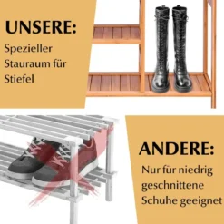 Schuhregal aus Bambus mit 4 Ebenen & Griff Schuhablage Schuhaufbewahrung Natur