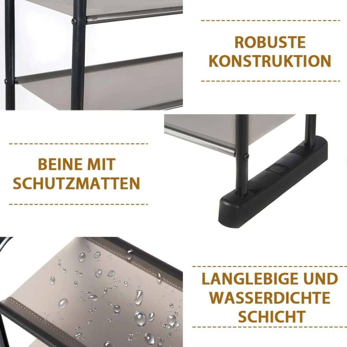Schuhregal mit 10 Ebenen & Abnehmbarem Regal & Metallrahmen Platzsparende Schuhablage Schwarz