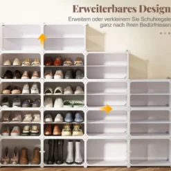 Schuhregal 10-stöckiger Schuhschrank mit herausnehmbaren Regalen stapelbare Schuhboxen für 40 Paar Schuhe