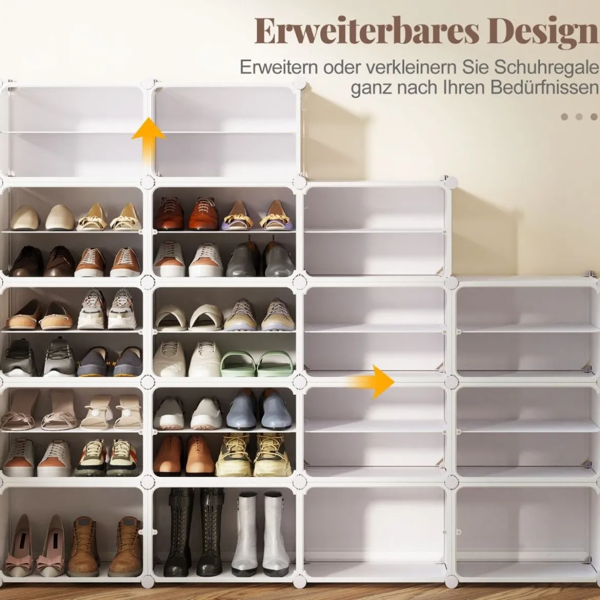 Schuhregal 10-stöckiger Schuhschrank mit herausnehmbaren Regalen stapelbare Schuhboxen für 40 Paar Schuhe