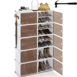 Schuhregal 10-stöckiger Schuhschrank mit herausnehmbaren Regalen stapelbare Schuhboxen für 40 Paar Schuhe