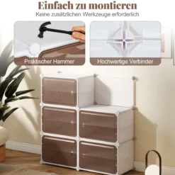 Schuhregal 10-stöckiger Schuhschrank mit herausnehmbaren Regalen stapelbare Schuhboxen für 40 Paar Schuhe
