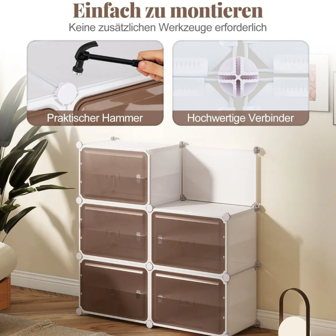 Schuhregal 10-stöckiger Schuhschrank mit herausnehmbaren Regalen stapelbare Schuhboxen für 40 Paar Schuhe