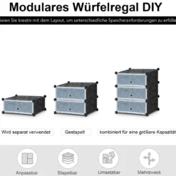 Schuhschrank DIY Schuhregal Steckregal Schwarz 49 x 37 x 55 cm