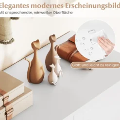 Schuhschrank holz 4-stöckiger Schuhkipper mit abnehmbaren Regalen exquisite Griffe & 2 Türen Schuhkommode Weiß