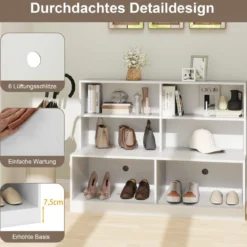 Schuhschrank mit 6 Fächern 2-in-1-Kombination aus Regal & Schuhbank Moderner Schuh Organizer