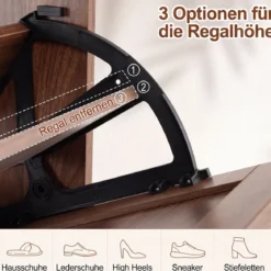 Schuhschrank mit 2 Klappschubladen Freistehendes Schuhregal 80 x 24 x 103 cm Walnussbraun