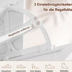 Schuhschrank mit 2 Klappschubladen Freistehendes Schuhregal 80 x 24 x 103 cm Weiß