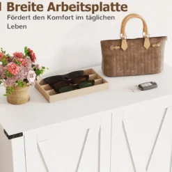 Schuhschrank mit Türen & 6-stufige Verstellbaren Regalen Schuhkommode im Landhausstil Weiß