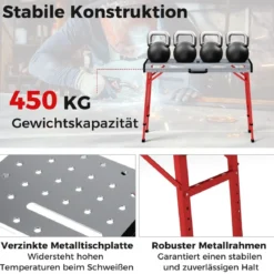 Schweißtisch mit 450 kg Tragkraft & Einstellbarer Höhe Tragbarer & Klappbarer Arbeitstisch