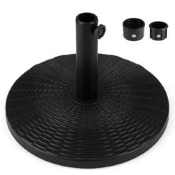 Schwerer Sonnenschirmständer Schirmständer in Rattanoptik mit 2 Adaptern für Schirmstöcke von 38/48 mm