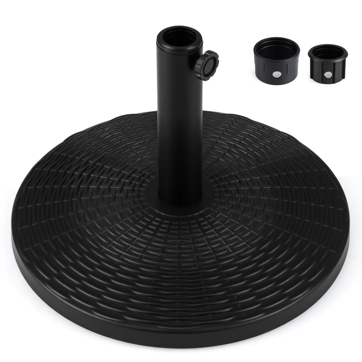 Schwerer Sonnenschirmständer Schirmständer in Rattanoptik mit 2 Adaptern für Schirmstöcke von 38/48 mm