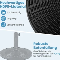 Schwerer Sonnenschirmständer Schirmständer in Rattanoptik mit 2 Adaptern für Schirmstöcke von 38/48 mm
