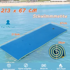 Schwimmmatte bis 400 kg Belastbar Schwimmende Wassermatte aus Reißfestem XPE-Schaumstoff Blau