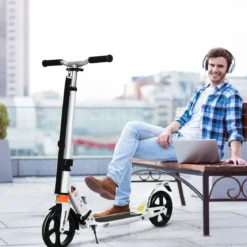 Scooter Roller klappbar Tretroller ABEC7-Lager 3 Höhen verstellbar City Scooter aus Aluminium Sport Kickscooter Kickroller Weiß