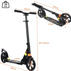 Scooter Roller klappbar Zusammenklappbarer Trittroller Tretroller ABEC7-Lager 3 Höhen verstellbar Sport Kickscooter Kickroller Schwarz
