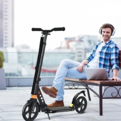 Scooter Roller klappbar Zusammenklappbarer Trittroller Tretroller ABEC7-Lager 3 Höhen verstellbar Sport Kickscooter Kickroller Schwarz