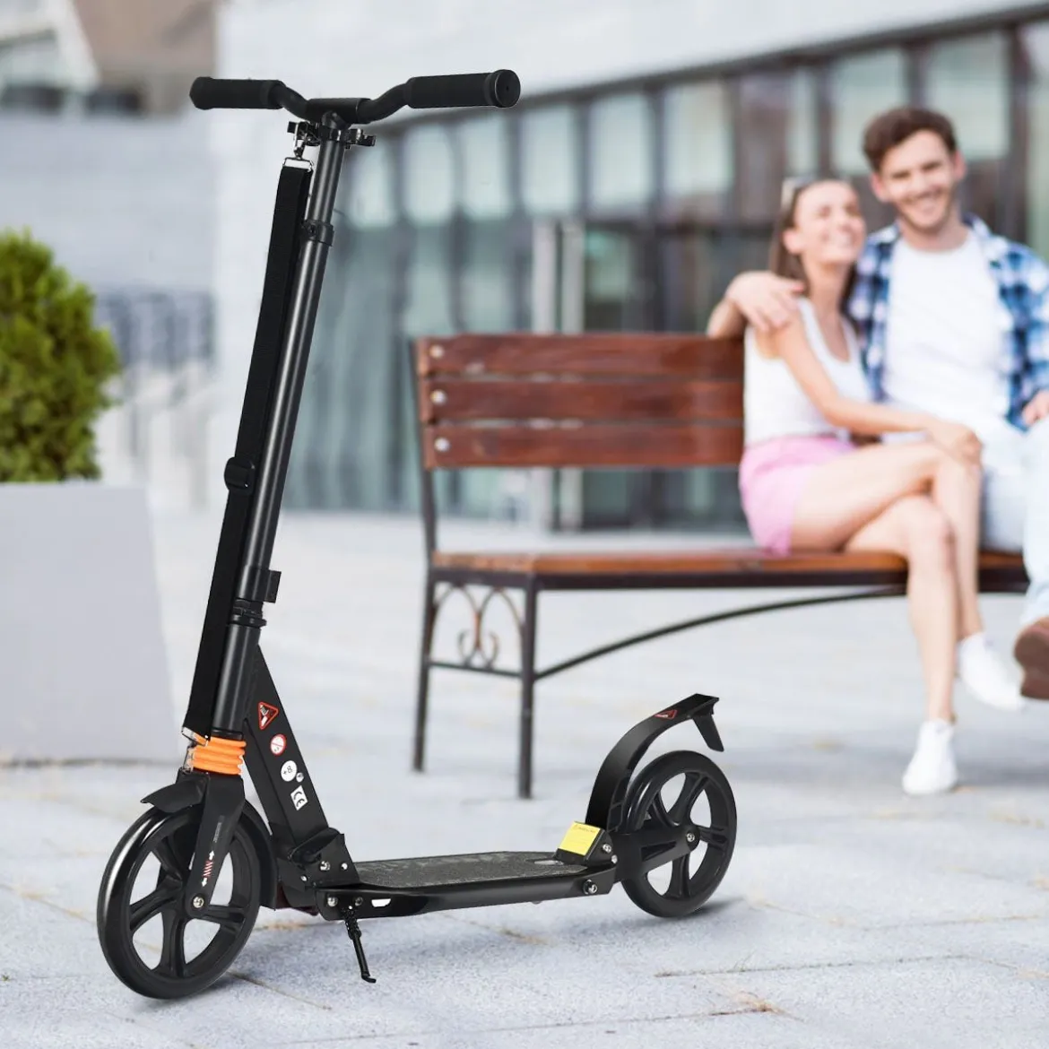 Scooter Roller klappbar Zusammenklappbarer Trittroller Tretroller ABEC7-Lager 3 Höhen verstellbar Sport Kickscooter Kickroller Schwarz