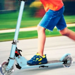Scooter Tretroller Höhenverstellbar Kinder Roller Klappbar Kickroller mit 2 Räder Blau