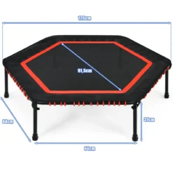 Sechseckiges 126 cm Fitness-Trampolin Fitness Trampolin Kindertrampolin Jumping-Workout Rot
