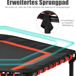 Sechseckiges 126 cm Fitness-Trampolin Fitness Trampolin Kindertrampolin Jumping-Workout Rot