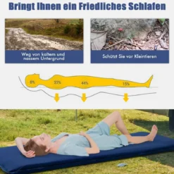 Selbstaufblasende Isomatte 7,6 cm Dicke Campingmatratze mit Eingebautem Ventil Blau