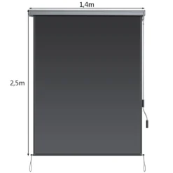 Senkrechtmarkise Aluminium-Kassettenmarkise Sonnenschutz 2,5 x 1,4 m Dunkelgrau