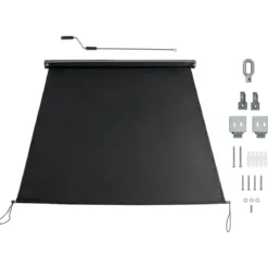 Senkrechtmarkise Aluminium-Kassettenmarkise Sonnenschutz 2,5 x 1,4 m Dunkelgrau