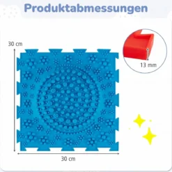 Sensorikmatte zum Stecken Orthopädische Spielmatte aus Wasserfeste Material 30 x 30 cm Mehrfarbig