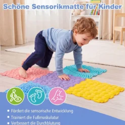 Sensorikmatte zum Stecken Orthopädische Spielmatte aus Wasserfeste Material 30 x 30 cm Macaron Bunt