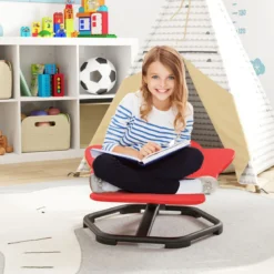 Sensorischer Drehstuhl Kinder 360° Kinderdrehstuhl Karussell Autismus Kinderstuhl mit rutschfester Metallbasis Rot Elefant