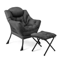 Sessel mit Hocker & Armlehnen & Seitentasche & Fußstütze Relaxsessel Ohrensessel