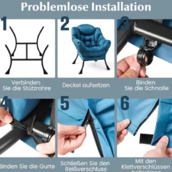 Sessel mit Hocker & Armlehnen & Seitentasche & Fußstütze Relaxsessel Ohrensessel