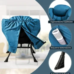 Sessel mit Hocker & Armlehnen & Seitentasche & Fußstütze Relaxsessel Ohrensessel