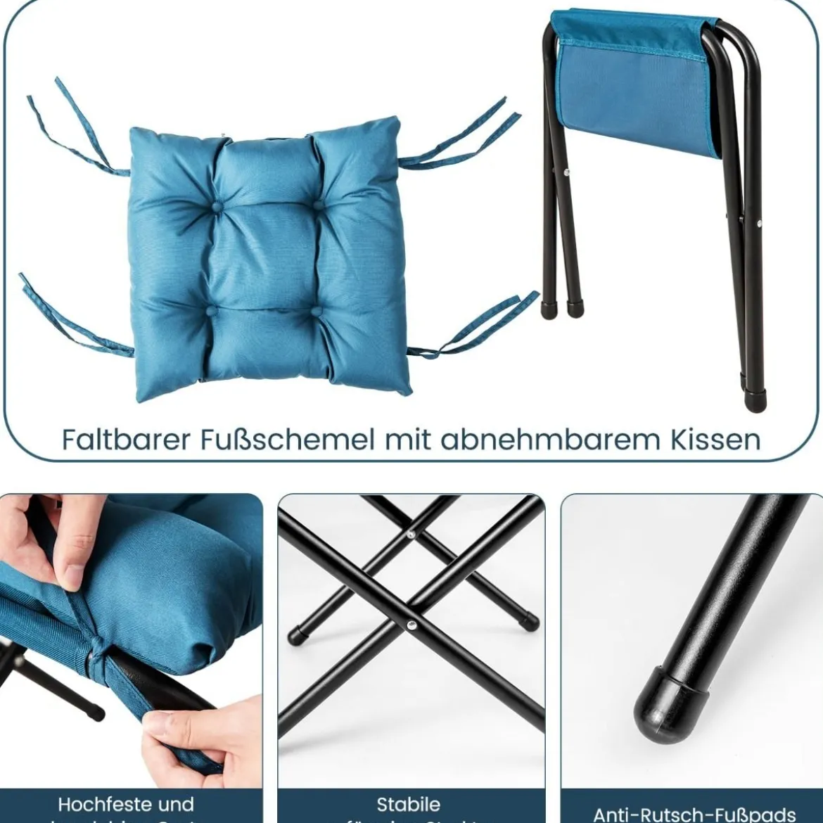 Sessel mit Hocker & Armlehnen & Seitentasche & Fußstütze Relaxsessel Ohrensessel