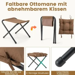 Sessel mit Hocker & Armlehnen & Seitentasche & Fußstütze Relaxsessel Ohrensessel