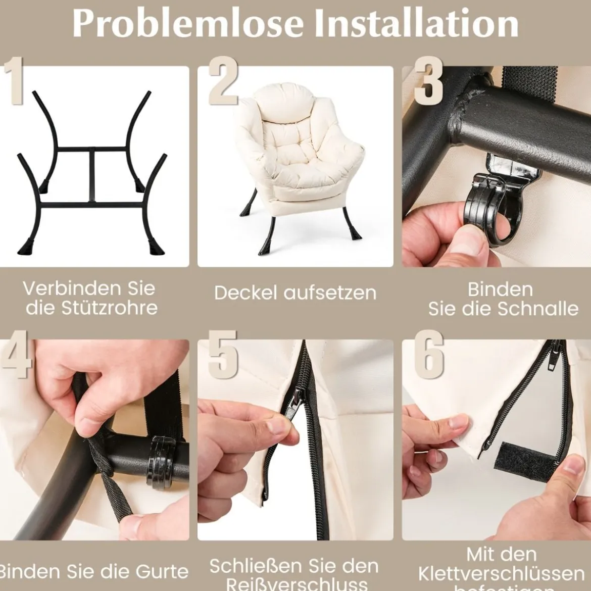 Sessel mit Hocker & Armlehnen & Seitentasche & Fußstütze Relaxsessel Ohrensessel