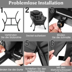 Sessel mit Hocker & Armlehnen & Seitentasche & Fußstütze Relaxsessel Ohrensessel