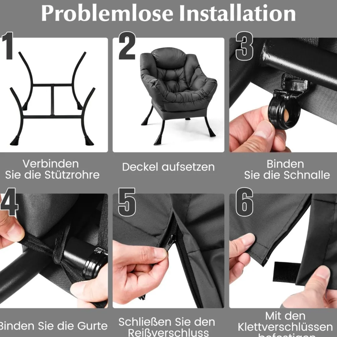 Sessel mit Hocker & Armlehnen & Seitentasche & Fußstütze Relaxsessel Ohrensessel