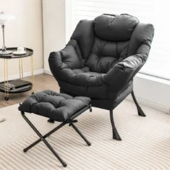 Sessel mit Hocker & Armlehnen & Seitentasche & Fußstütze Relaxsessel Ohrensessel