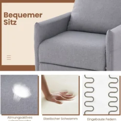 Sessel mit Liegefunktion & Verstellbarer Rückenlehne & Fußstütze & 2 Magazintaschen