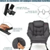 Sessel modern Relaxsessel mit Armlehnen & Seitentasche Freizeitsessel aus Polyestergewebe Ohrensessel für Wohnzimmer Grau