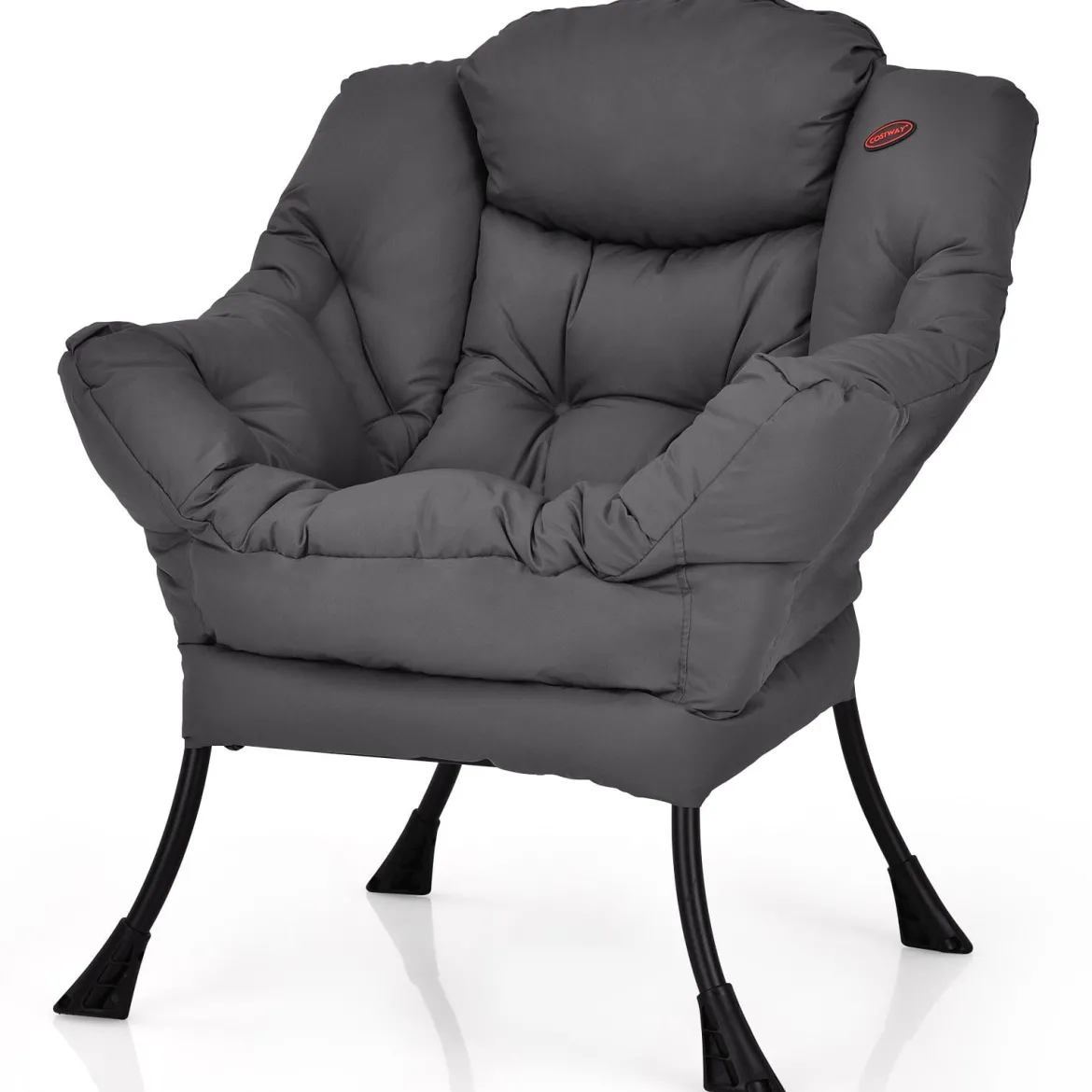 Sessel modern Relaxsessel mit Armlehnen & Seitentasche Freizeitsessel aus Polyestergewebe Ohrensessel für Wohnzimmer Grau