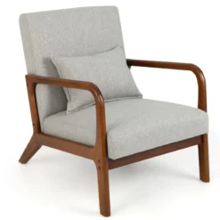 Sessel Wohnzimmer Loungesessel gepolstert Moderner Akzentstuhl Holz mit Armlehnen 65 x 79 x 77 cm