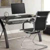 Set aus 6 Bürostühlen Moderne Konferenzstühle mit Mittlerer Rückenlehne & Kufengestell Schwarz